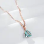 Kinel-collar con colgante nupcial de circón Natural verde romántico, Simple, de lujo, Color oro rosa 585, joyería fina diaria, regalo para mujer 3