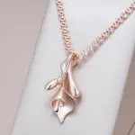 Kinel-collar con colgante nupcial étnico de flor única para mujer, moda 585, Color oro rosa, joyería fina diaria de alta calidad 1