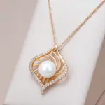 Kinel-collar con colgante de oro rosa para mujer, Perla geométrica única, accesorios de circón Natural, joyería nupcial diaria, 585 1