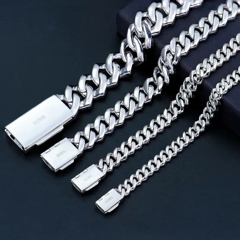 KNOBSPIN GRA certificado D VVS1 pulsera cubana de moissanita 8mm/10mm/12mm/14mm pulseras cubanas de plata esterlina s925 para mujer y hombre 4
