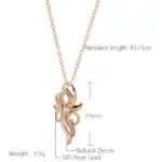 Kinel-collar con colgante de flor de cristal para mujer, Color oro rosa 585, accesorios de circón Natural brillante, joyería fina diaria 2