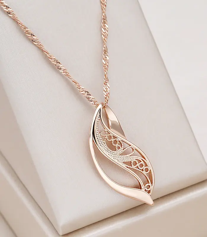 Kinel nueva tendencia collar con colgante brillante moda 585 Color oro rosa joyería étnica de Metal creativa collar diario romántico único 1