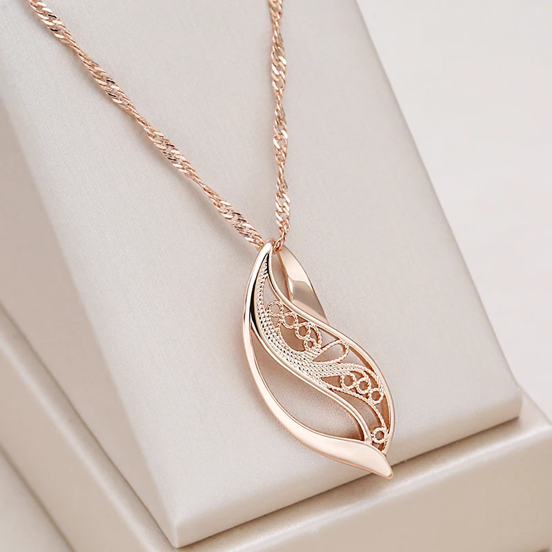 Kinel nueva tendencia collar con colgante brillante moda 585 Color oro rosa joyería étnica de Metal creativa collar diario romántico único 1 Kinel nueva tendencia collar con colgante brillante moda 585 Color oro rosa joyería étnica de Metal creativa collar diario romántico único 1