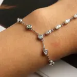 KNOBSPIN-pulseras de moissanita de 3,2 quilates para mujer, cadena ajustable de 15-20cm, pulsera de burbujas de regalo de plata de ley s925 con certificado GRA 4