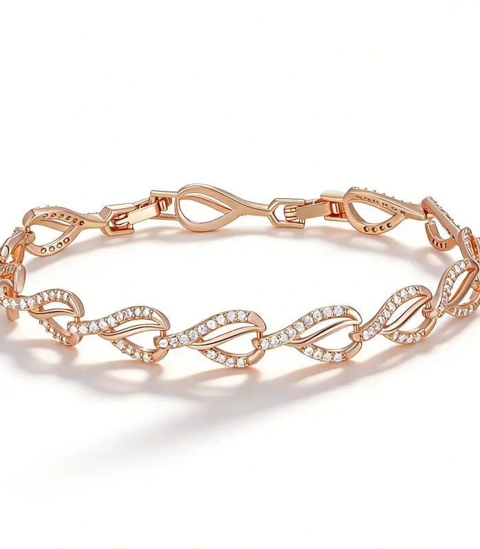 Pulsera Kinel Hot 585 de oro rosa con diseño geométrico de corazón para mujer, circonita natural, moderna, para uso diario, regalos para fiestas, joyería de boda 1