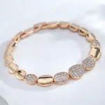Kinel-pulsera de eslabones ovalados de oro rosa 585, pulseras finas de lujo con circonita Natural para uso diario, joyería étnica de boda 4