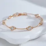 Kinel-pulsera Simple de Color oro rosa 585, tendencia de lujo, circonita Natural, joyería fina diaria para boda y novia, novedad de 2023 5