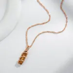 Kinel-collar con colgante de circonita Natural para mujer, Color marrón claro, Cuadrado Simple, Color oro rosa 585, joyería diaria de alta calidad 5