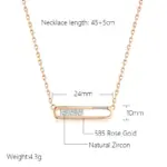 Kinel-collar con colgante geométrico para mujer, Color oro rosa 585, circonita Natural brillante, inusual, creativo, diario, regalo de joyería fina 2