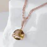 Kinel-collar con colgante de Color oro rosa 585, Simple, para mujer, circonita Natural marrón, joyería de boda para novia de alta calidad 3