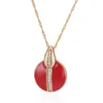 Kinel, moda novedosa, collar con colgante de circón Natural esmaltado rojo para mujer y niña, joyería sencilla de Color oro rosa 585, joyería diaria para fiesta 6