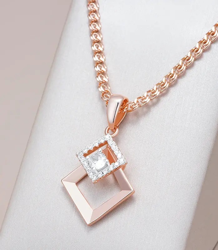Kinel moda novedosa 585 collar con colgante de mezcla de colores oro rosa y plata para mujer accesorios de circón Natural brillante joyería fina diaria 1