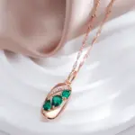 Kinel-collar con colgante de Color oro rosa 585, accesorios inusuales de circón Natural verde, joyería fina Vintage para uso diario 5