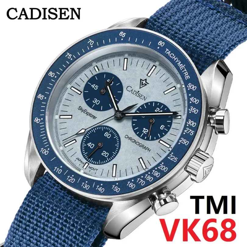 Relojes CADISEN nuevos para hombre, reloj de pulsera de cuarzo de lujo para hombre, cristal con revestimiento AR de zafiro, cronógrafo automático VK68 Speed. 1 Relojes CADISEN nuevos para hombre, reloj de pulsera de cuarzo de lujo para hombre, cristal con revestimiento AR de zafiro, cronógrafo automático VK68 Speed. 1