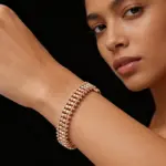 Kinel Pulsera de Eslabones Únicos en Oro Rosa 585, Tendencia Actual, para Mujer, Joyería Fina de Lujo, Estilo Étnico, para Novia, Boda o Uso Diario, Novedad 2026 4