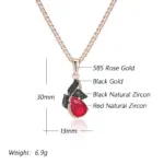 Kinel-collar con colgante de circón Natural rojo brillante para mujer, chapado en oro rosa 585, joyería Retro fina diaria de alta calidad 2