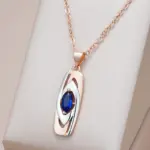 Kinel-Colgante de piedra azul de lujo para mujer, collar con colgante de circón Natural de oro blanco mezclado 585, joyería de boda a la moda 1