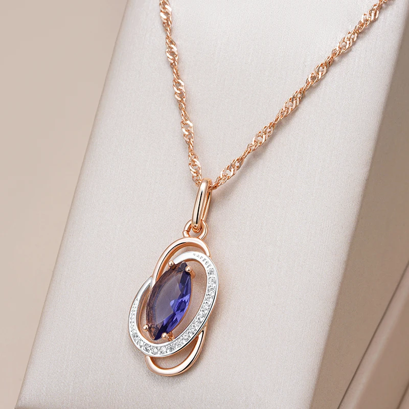 Kinel inusual brillante púrpura colgante de circón Natural collar para mujer de lujo 585 Color oro rosa boda fiesta joyería fina diaria 1 Kinel inusual brillante púrpura colgante de circón Natural collar para mujer de lujo 585 Color oro rosa boda fiesta joyería fina diaria 1