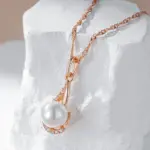 Kinel-collar con colgante de perlas geométricas para mujer, Color oro rosa 585, joyería fina diaria, 2024 3