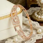 Kinel Hot 585, pulsera con accesorios cuadrados de circón Natural de Color oro rosa para mujer, joyería fina étnica de lujo para novia, joyería fina para uso diario 5