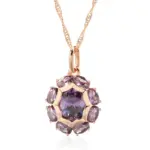 Kinel inusual brillante ovalado púrpura colgante de circón Natural collar para mujer de lujo 585 Color oro rosa joyería diaria de fiesta 6