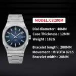 CADISEN 2026 reloj de buceo zafiro MIYOTA 8215 diseñador alemán hombres relojes mecánicos automáticos 10Bar regalo impermeable con caja 5