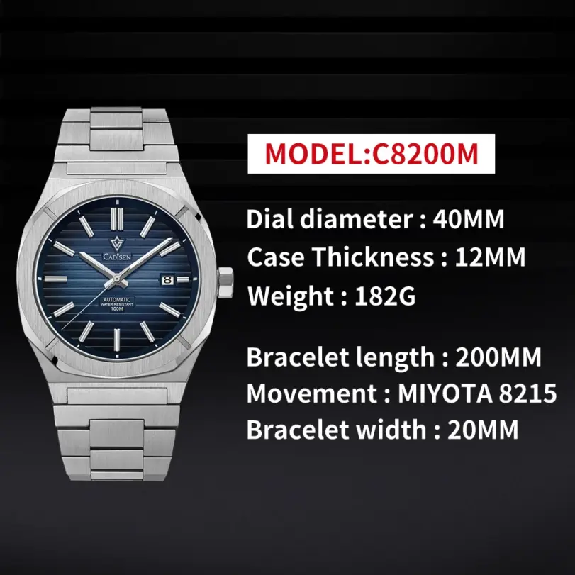 CADISEN 2026 reloj de buceo zafiro MIYOTA 8215 diseñador alemán hombres relojes mecánicos automáticos 10Bar regalo impermeable con caja 5