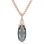 Kinel-collar con colgante ovalado grande para mujer, color gris intenso, tendencia 585, Color oro rosa con circón Natural, joyería fina diaria de alta calidad 6