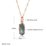 Kienl-collar con colgante de circón Natural colorido para mujer, colgante de lujo de Color oro rosa 585, joyería fina diaria de alta calidad 2
