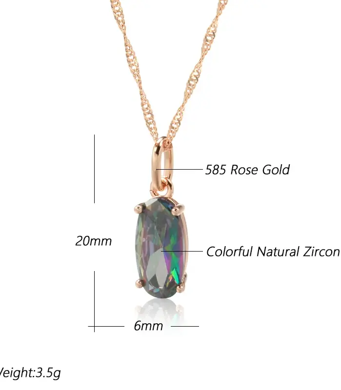 Kienl-collar con colgante de circón Natural colorido para mujer, colgante de lujo de Color oro rosa 585, joyería fina diaria de alta calidad 2