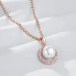 Kinel-collar con colgante de perlas geométricas para mujer, Color oro rosa 585, con circonita Natural, joyería de boda étnica bohemia 4