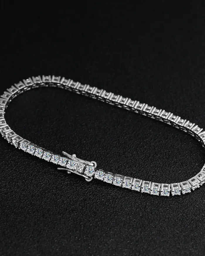 KNOBSPIN, pulseras de tenis de moissanita de Color D de 2mm para mujer y hombre, diamantes brillantes con pulsera de Hip Hop de plata esterlina GRA s925 2