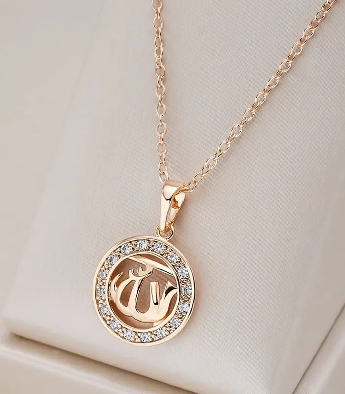 Kinel-collares étnicos de lujo con colgantes huecos para mujer, Color oro rosa 585, accesorios de circón Natural, joyería fina diaria 1