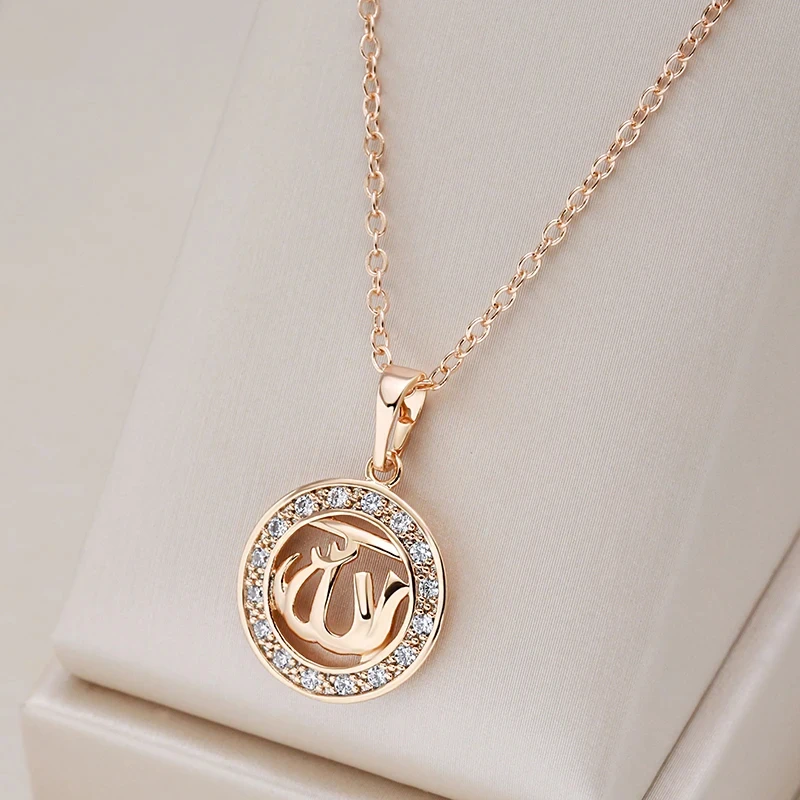 Kinel-collares étnicos de lujo con colgantes huecos para mujer, Color oro rosa 585, accesorios de circón Natural, joyería fina diaria 1 Kinel-collares étnicos de lujo con colgantes huecos para mujer, Color oro rosa 585, accesorios de circón Natural, joyería fina diaria 1