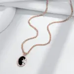 Kinel-collar con colgante de flor de piedra negra para mujer, moda 585, mezcla de colores de oro rosa y plata, joyería fina diaria de alta calidad 5