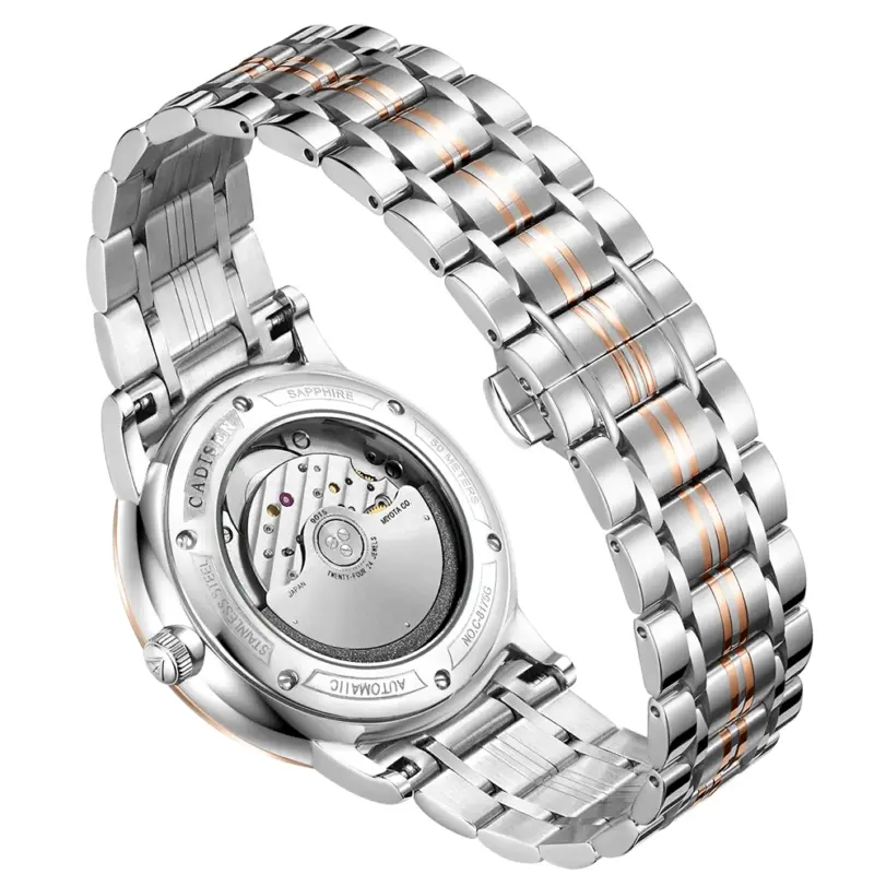 Relojes de Pulsera Mecánicos CADISEN con Movimiento MIYOTA 9015, Reloj Automático Ultrafino, Zafiro, Resistente al Agua, Oro Rosa, Relojes de Negocios 2