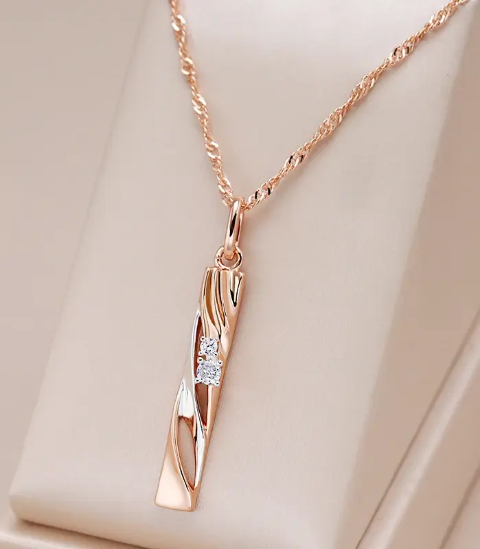 Kinel-collar con colgante de circón hueco geométrico, chapado en oro rosa y plata 585, joyería fina diaria para boda, regalo 1