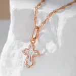 Kinel-collar con colgante pequeño de cruz de iglesia ortodoxa de lujo para mujer, Color oro rosa 585, circonita Natural, abalorio de Jesús, joyería diaria 3