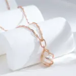 Kinel-collar con colgante de oro rosa 585 de lujo para mujer, joyería de boda nupcial con perlas huecas geométricas únicas, regalo de uso diario 3