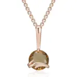Kinel-collar con colgante de Color oro rosa 585, Simple, para mujer, circonita Natural marrón, joyería de boda para novia de alta calidad 6
