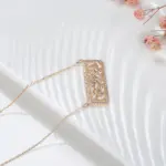 Kinel-collar con colgante cuadrado de circón Natural para mujer, joyería fina diaria de alta calidad, Color oro rosa, a la moda, 585 6
