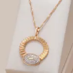 Kinel-collar con colgante grande de circonita Natural brillante para mujer, Color oro rosa 585, accesorios finos diarios, joyería 1