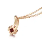 Kinel-collar con colgante de circón Natural rojo cuadrado para mujer, colgante de Color oro rosa 585, joyería de boda, regalo de cristal 5