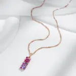 Kinel, collar con colgante de circón Natural rojo púrpura brillante para mujer, colgante de Color oro rosa 585, joyería étnica Vintage diaria 4