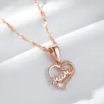 Kinel-collar con colgante de corazón MaMa para mujer, Color oro rosa 585, accesorios de circón Natural, joyería fina diaria de alta calidad 5