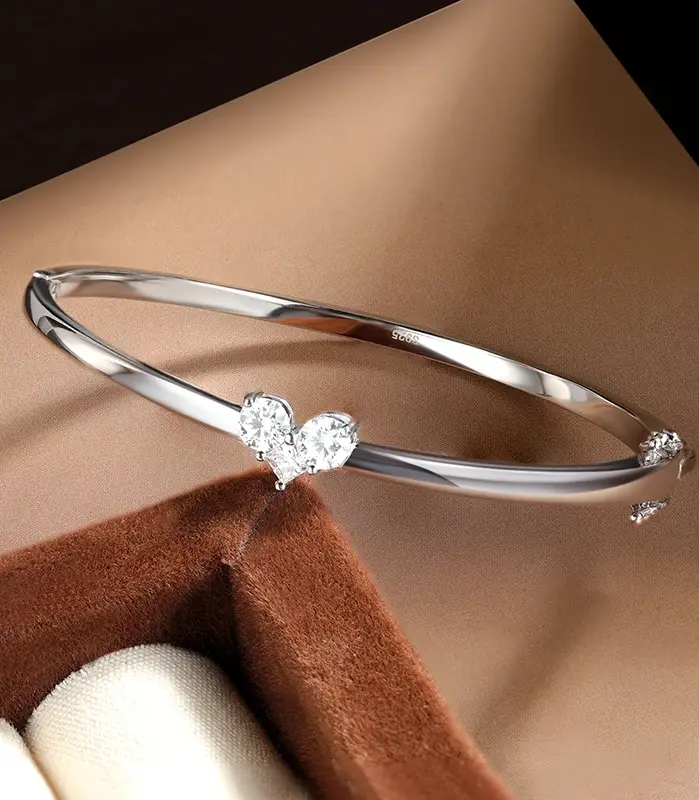 KNOBSPIN-brazaletes de moissanita elegantes para mujer, pulsera delicada con certificación GRA de plata sólida s925, joyería fina para muñeca de 17-18cm 2