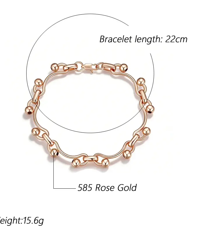 Kinel, pulsera colgante brillante a la moda para mujer, oro rosa 585, accesorios diarios simples, joyería fina diaria de alta calidad para novias 2