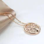 Kinel-collar con colgante de árbol de la suerte para mujer, Color oro rosa 585, colgante de circón Natural a la moda, joyería Vintage fina diaria 4