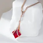 Kinel-collar con colgante largo de circón Natural rojo cuadrado para mujer, Color oro rosa 585, joyería Vintage fina diaria de alta calidad 3
