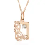 Kinel-collar con colgante cuadrado de Color oro rosa Vintage 585, circonita Natural, Metal brillante, joyería étnica de tendencia para novia, joyería diaria 6